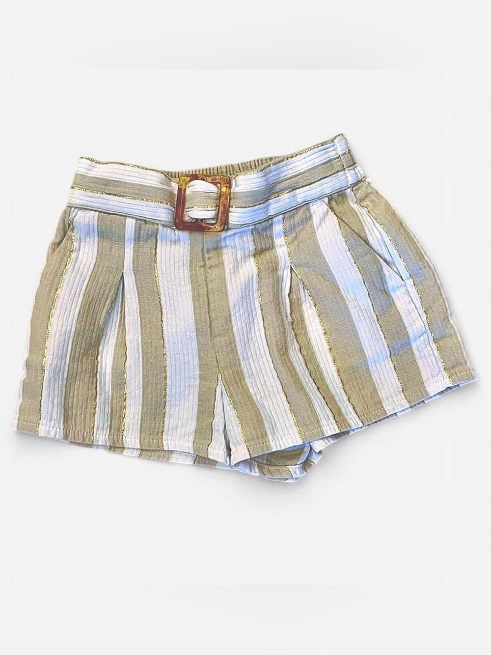 Janie and Jack Girls Khaki & White Striped Shorts